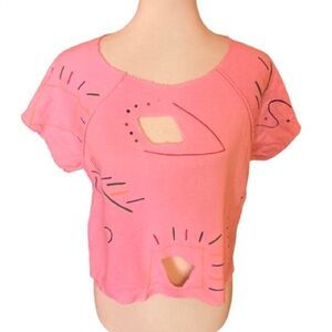 Vtg 80S OOAK pink flash dance top